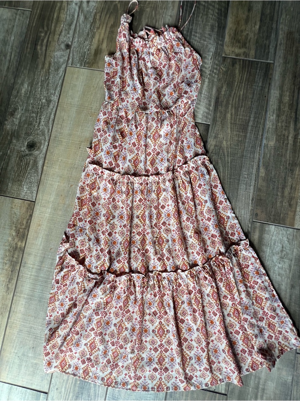 Petal & Pup Cream and Rust Patterned Tiered Maxi Dress